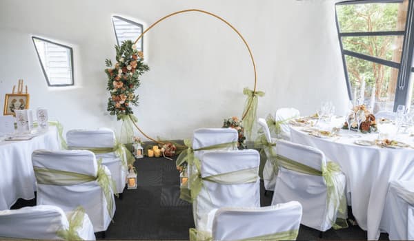 The roundhouse at Forrest Hills set for a wedding ceremony