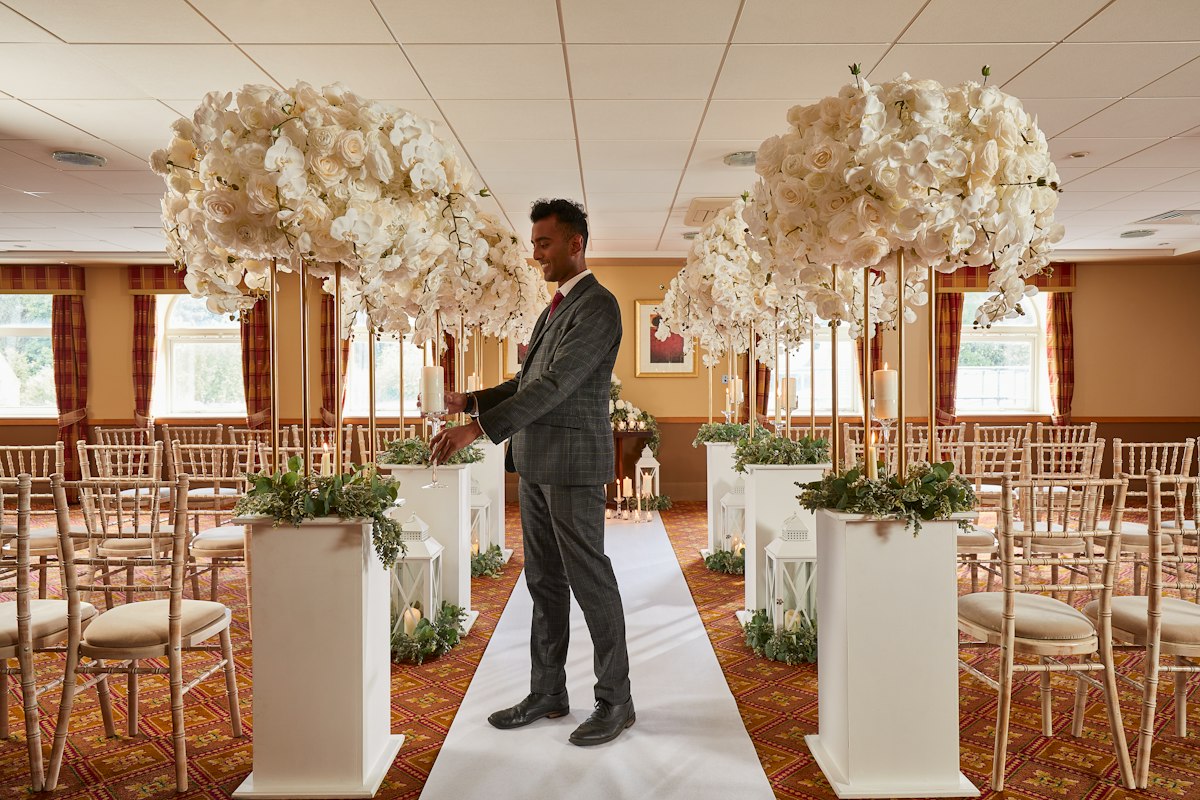 The ceremony suite at Hill Valley, dressed for a wedding